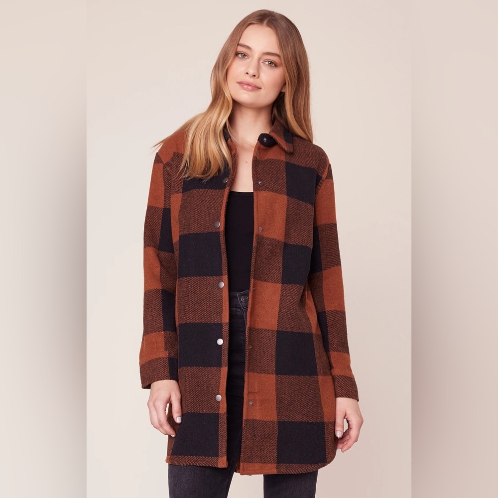 BB Dakota Eldridge Plaid Coat Black and Brown Plaid shacket jacket